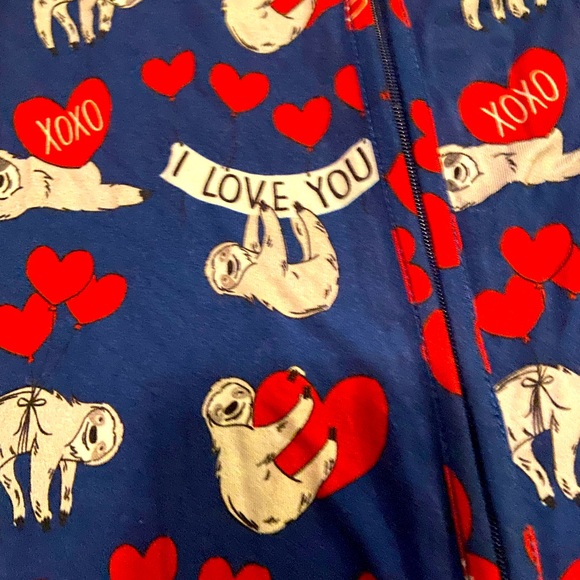 Valentine’s Love Sloth Bamboo convertible Zippy Pajamas - Picture 9 of 11